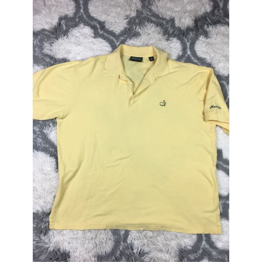 Vintage Masters Collection Polo Shirt Adult Xl Yellow Collared Golf Pga